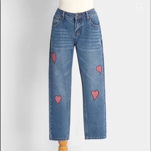 NWT Modcloth Heart Jeans SZ M
